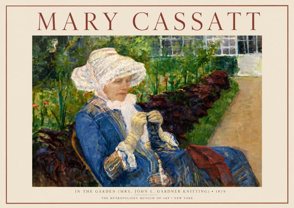 Mary Cassatt In the Garden (Mrs. John L. Gardner Knitting) No3 - Juliste