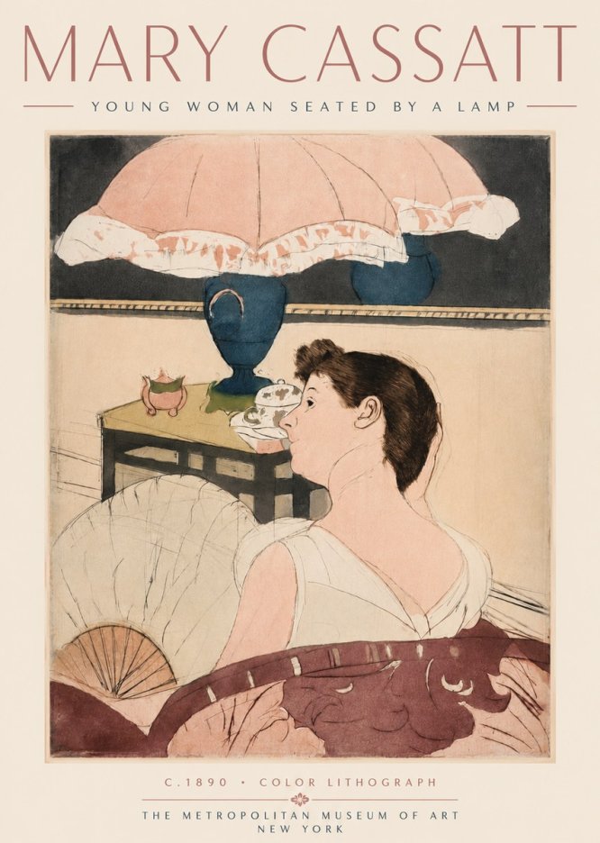 Mary Cassatt Young Woman Seated by a Lamp No4 - Juliste
