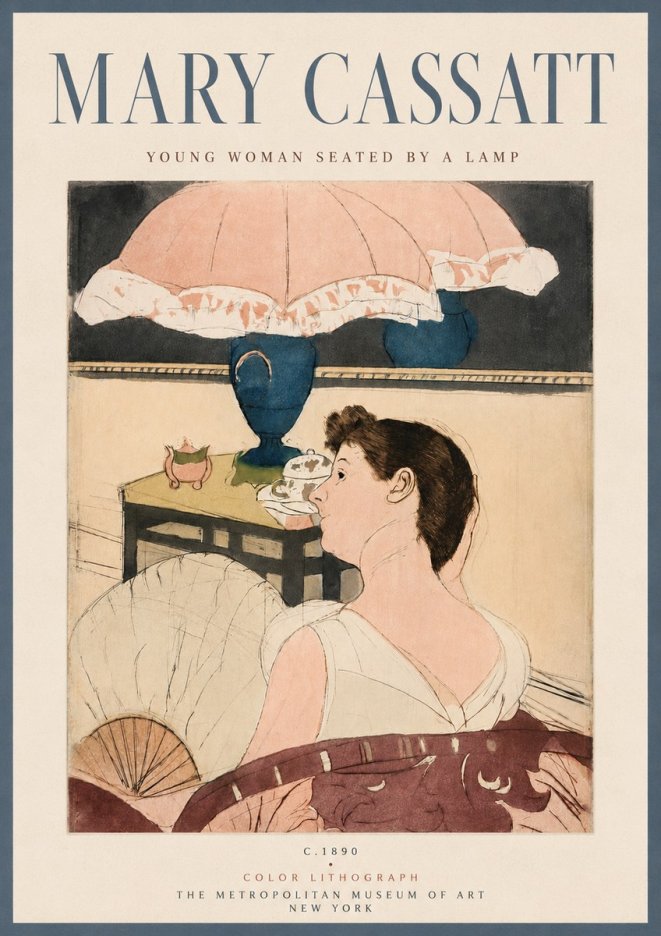 Mary Cassatt Young Woman Seated by a Lamp No6 - Juliste