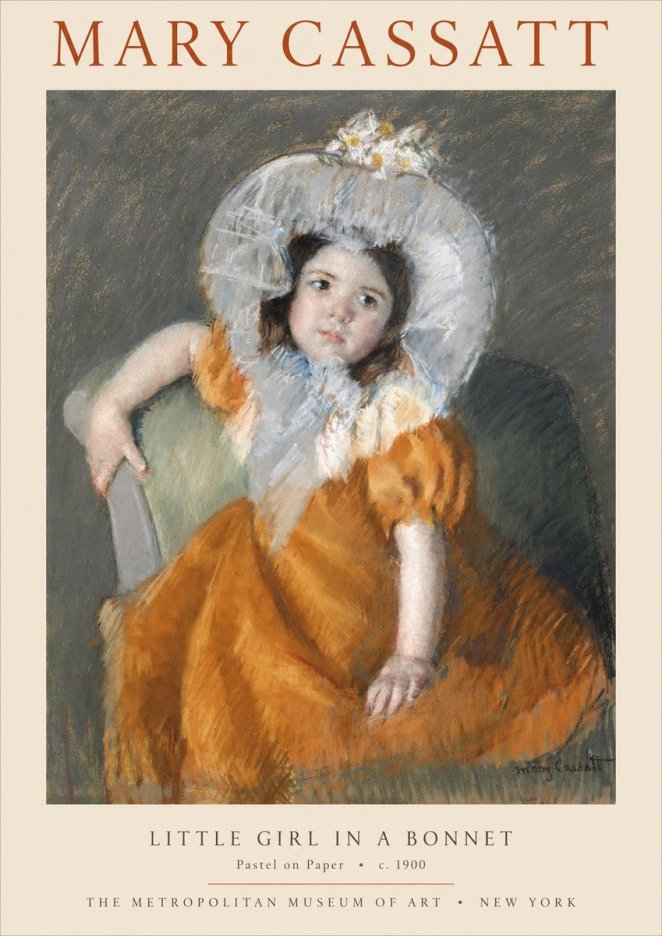 Mary Cassatt Little Girl in a Bonnet No1 - Juliste