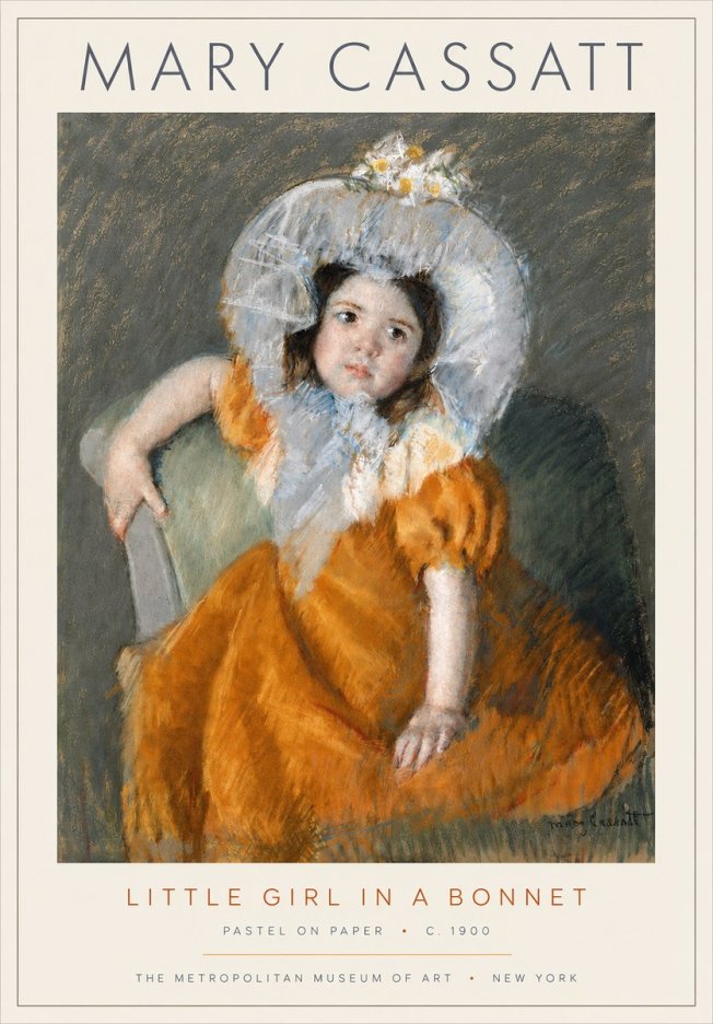 Mary Cassatt Little Girl in a Bonnet No3 - Juliste