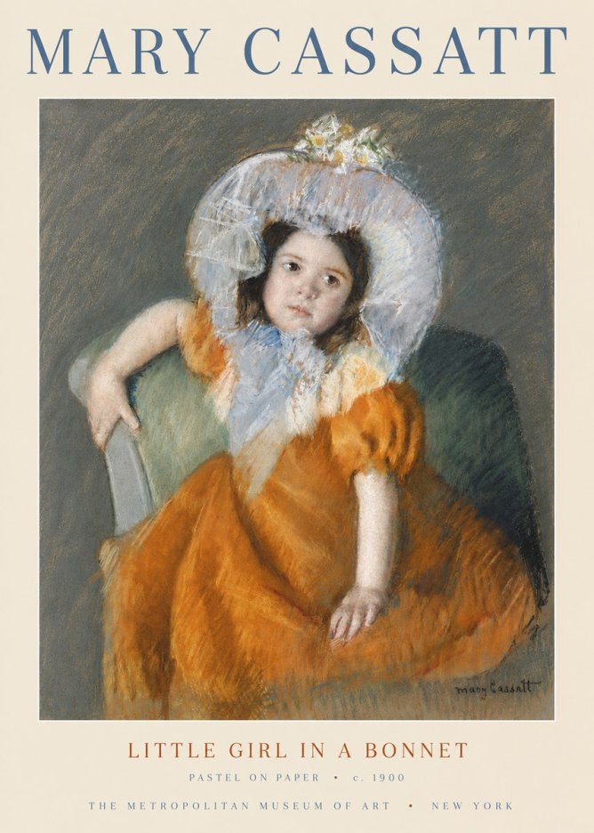 Mary Cassatt Little Girl in a Bonnet No4 - Juliste