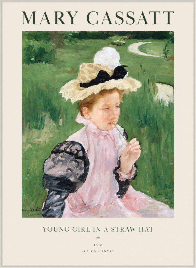 Mary Cassatt Young Girl in a Straw Hat No1 - Juliste