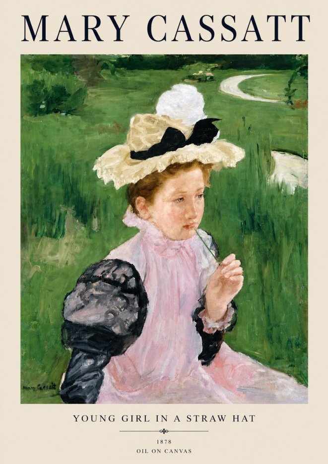 Mary Cassatt Young Girl in a Straw Hat No4 - Juliste