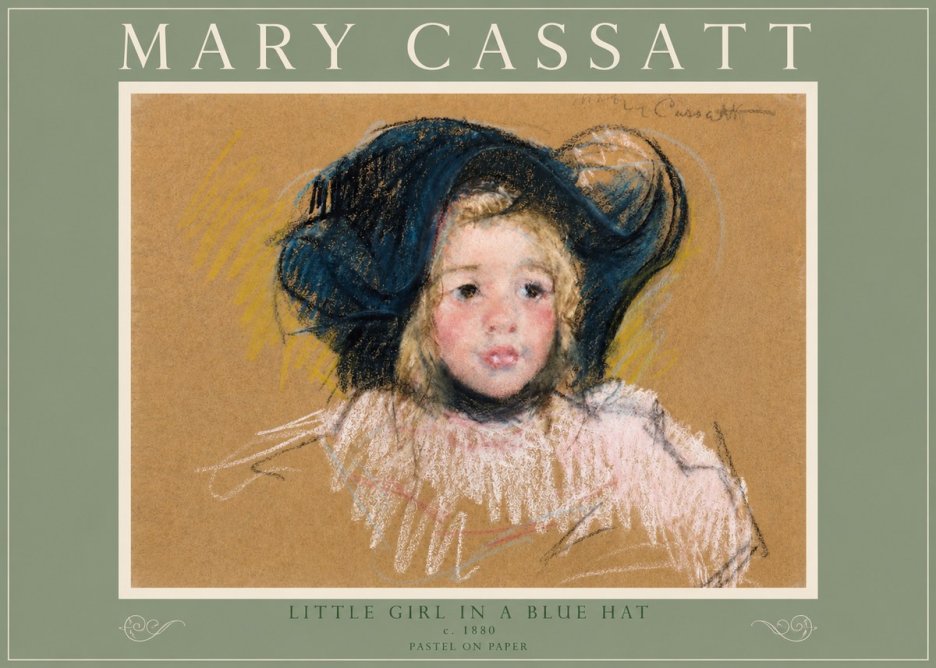 Mary Cassatt Little Girl in a Blue Hat No3 - Juliste