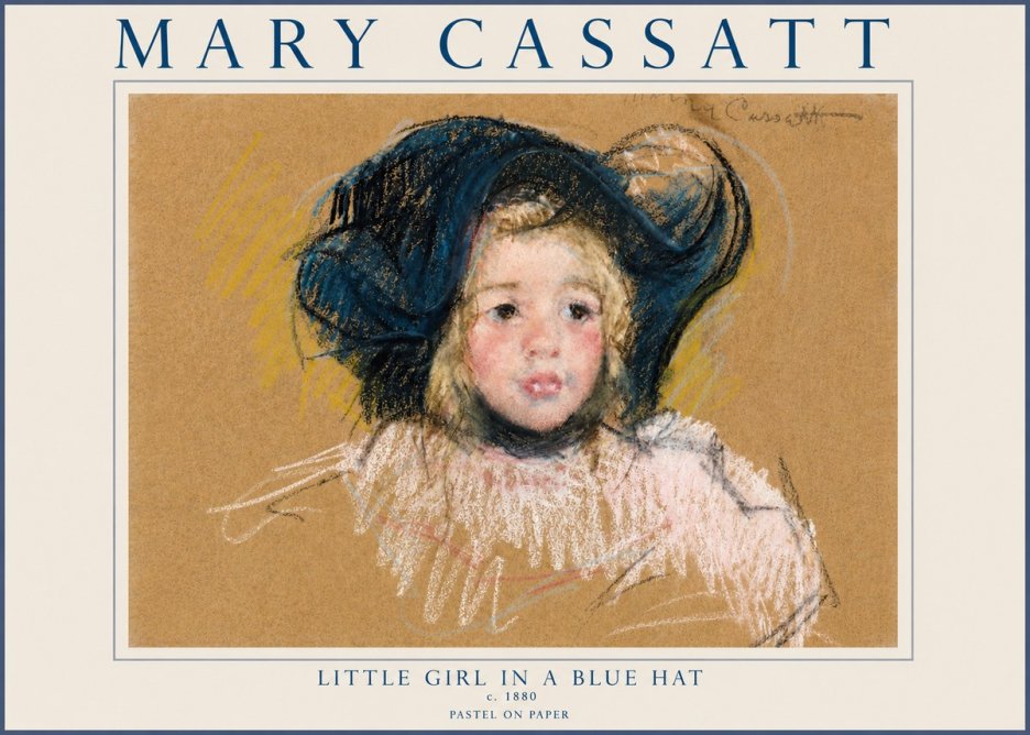 Mary Cassatt Little Girl in a Blue Hat No5 - Juliste