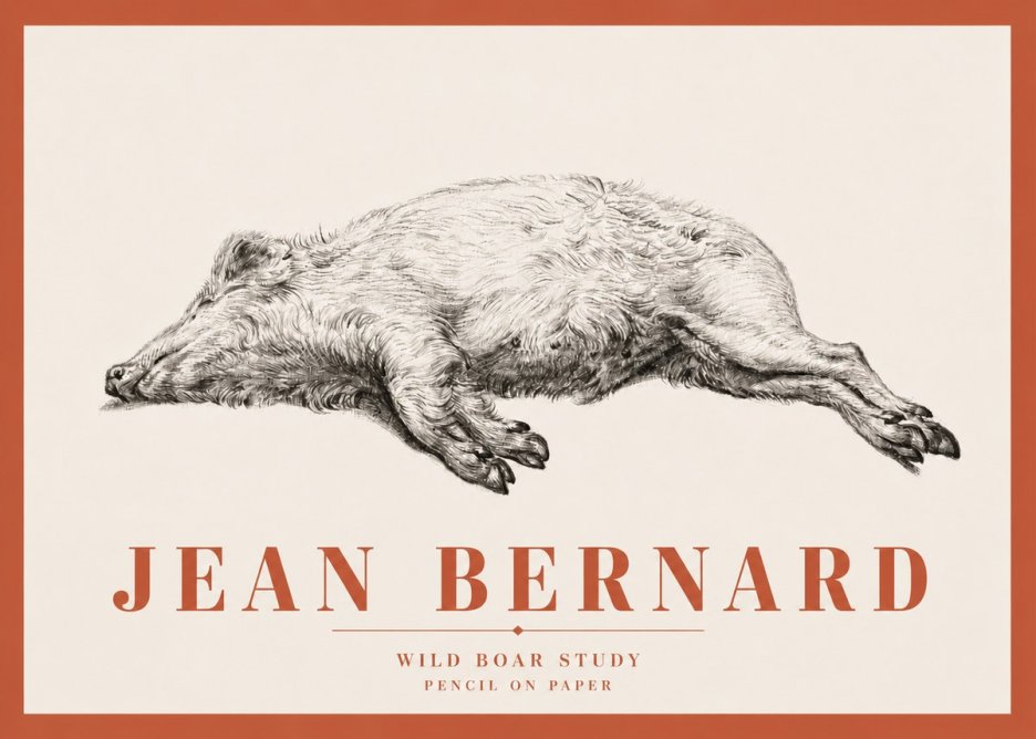 Jean Bernard Wild Boar Study No3 - Juliste