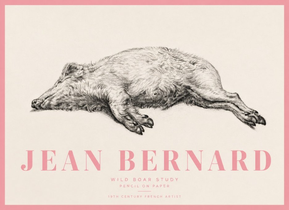 Jean Bernard Wild Boar Study No5 - Juliste