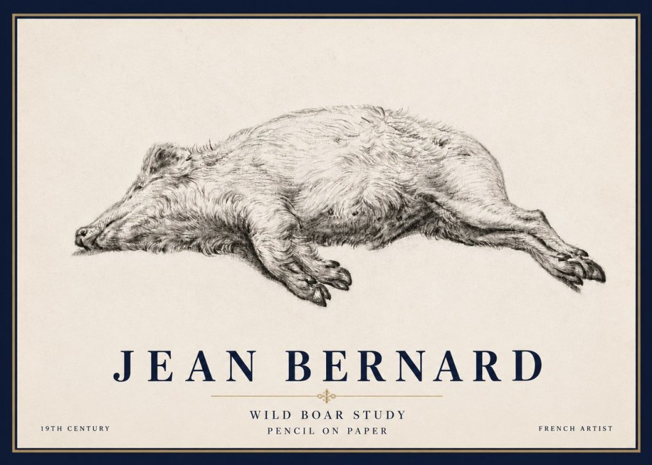Jean Bernard Wild Boar Study No6 - Juliste