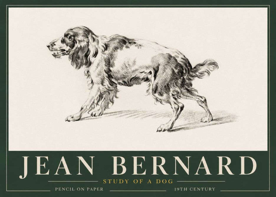 Jean Bernard Study of a Dog V No3 - Juliste