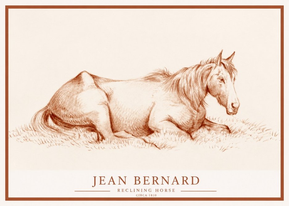 Jean Bernard Reclining Horse No1 - Juliste