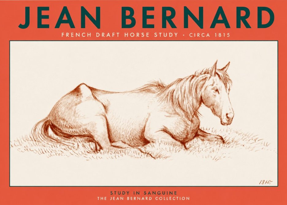 Jean Bernard Reclining Horse No4 - Juliste