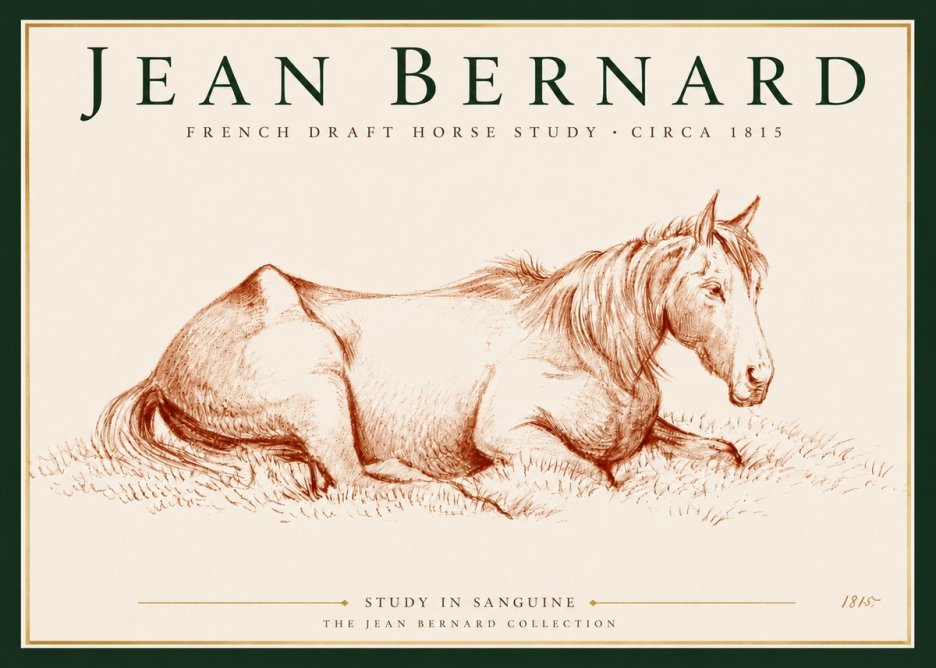Jean Bernard Reclining Horse No5 - Juliste