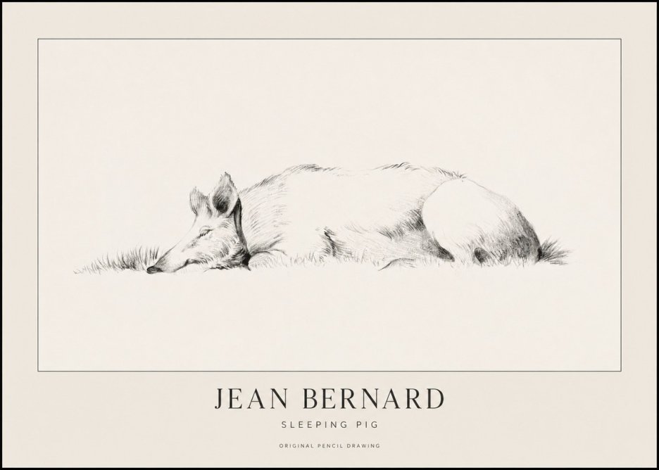 Jean Bernard Sleeping Pig II No1 - Juliste