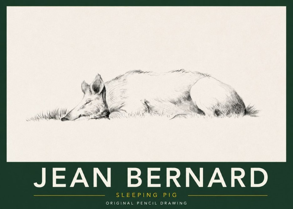 Jean Bernard Sleeping Pig II No2 - Juliste