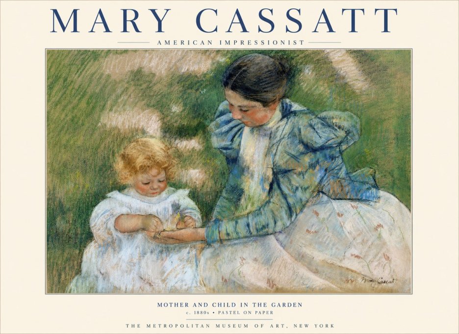 Mary Cassatt Mother and Child in the Garden No3 - Juliste