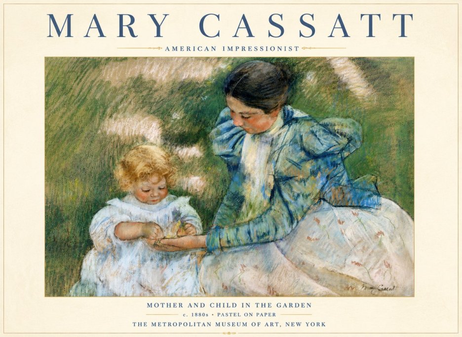 Mary Cassatt Mother and Child in the Garden No6 - Juliste