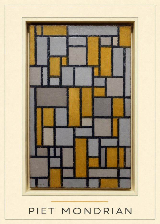 Piet Mondrian Composition in Grey and Yellow No4 - Juliste