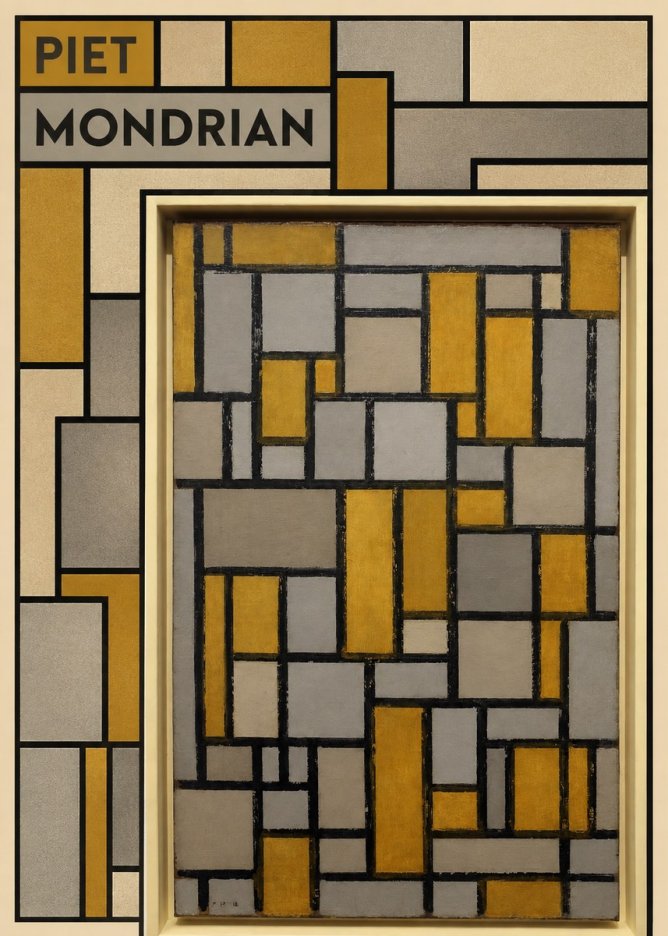 Piet Mondrian Composition in Grey and Yellow No5 - Juliste