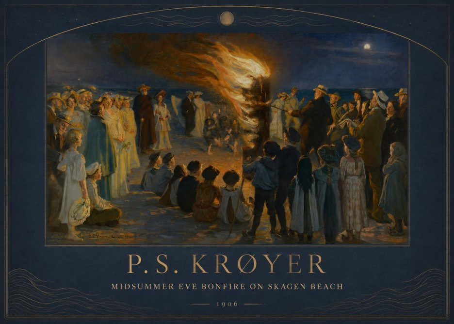 P.S. Krøyer Midsummer Eve Bonfire on Skagen Beach · 1906 No3 - Juliste