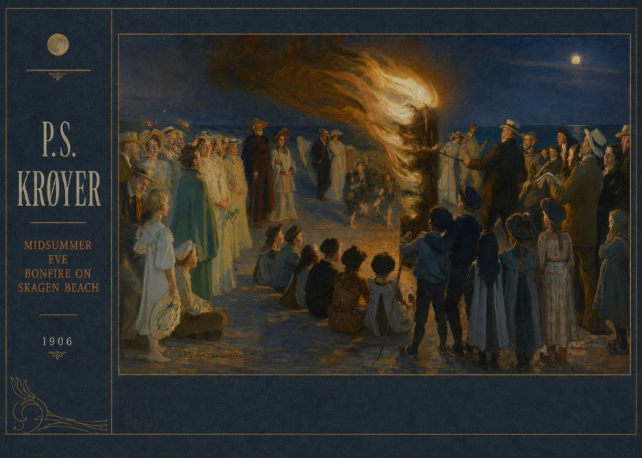 P.S. Krøyer Midsummer Eve Bonfire on Skagen Beach · 1906 No5 - Juliste