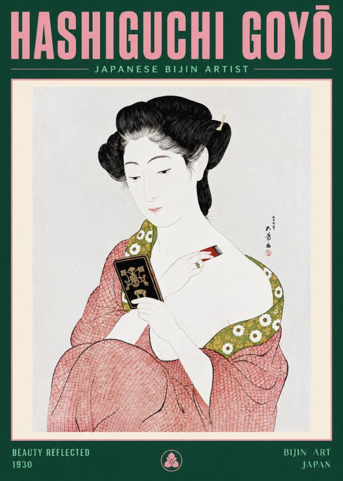 Hashiguchi Goyō Beauty Reflected No3 - Juliste