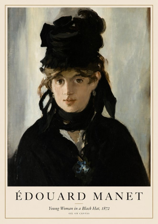 Édouard Manet Young Woman in a Black Hat, 1872 No1 - Juliste