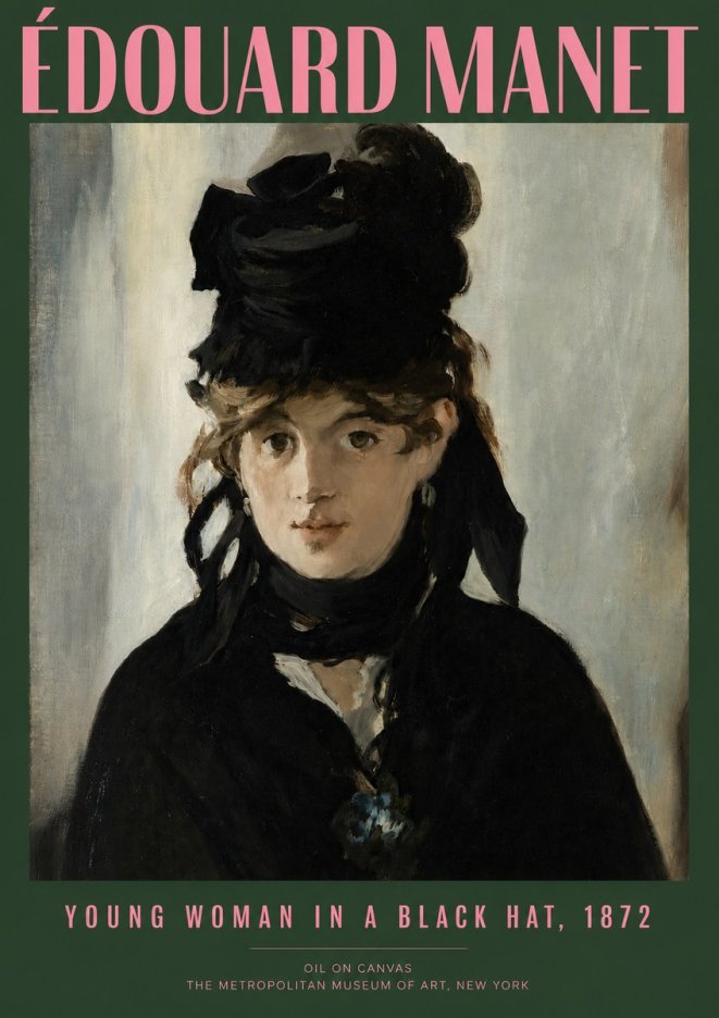 Édouard Manet Young Woman in a Black Hat, 1872 No2 - Juliste