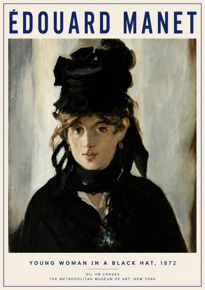 Édouard Manet Young Woman in a Black Hat, 1872 No3 - Juliste