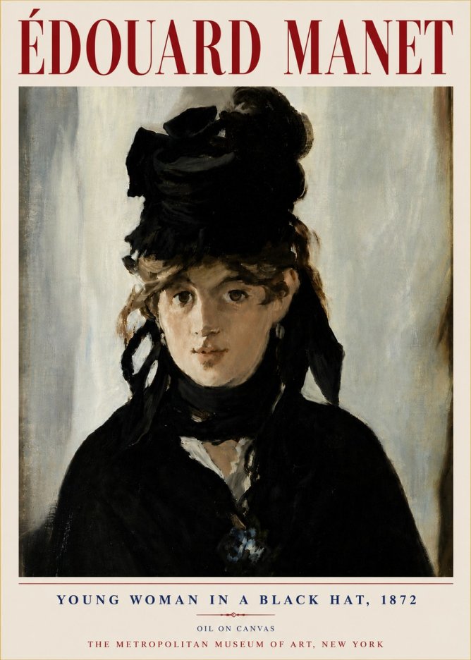 Édouard Manet Young Woman in a Black Hat, 1872 No6 - Juliste