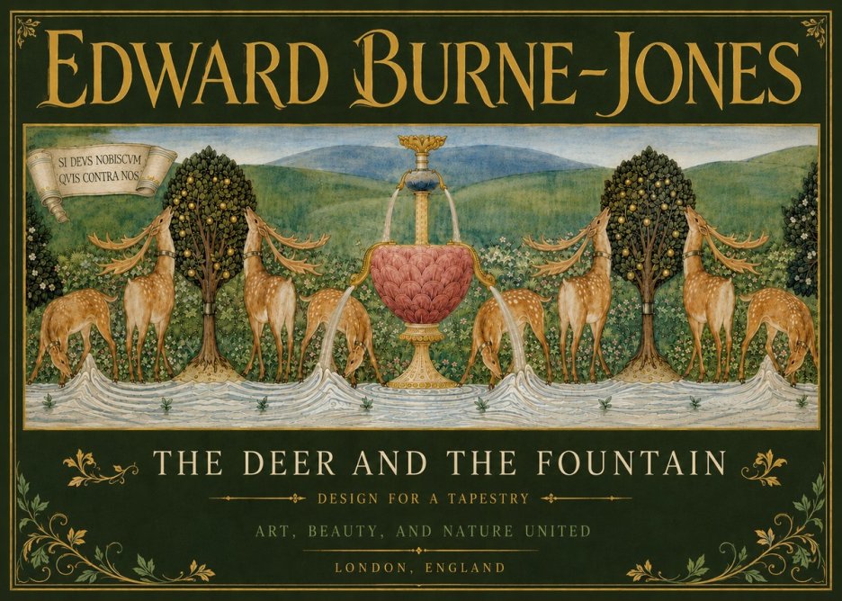 Edward Burne-Jones The Deer and the Fountain No5 - Juliste