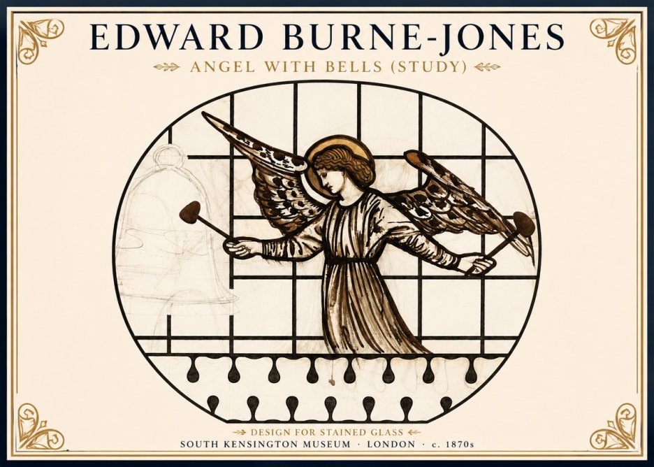 Edward Burne-Jones Angel with Bells (Study) No1 - Juliste