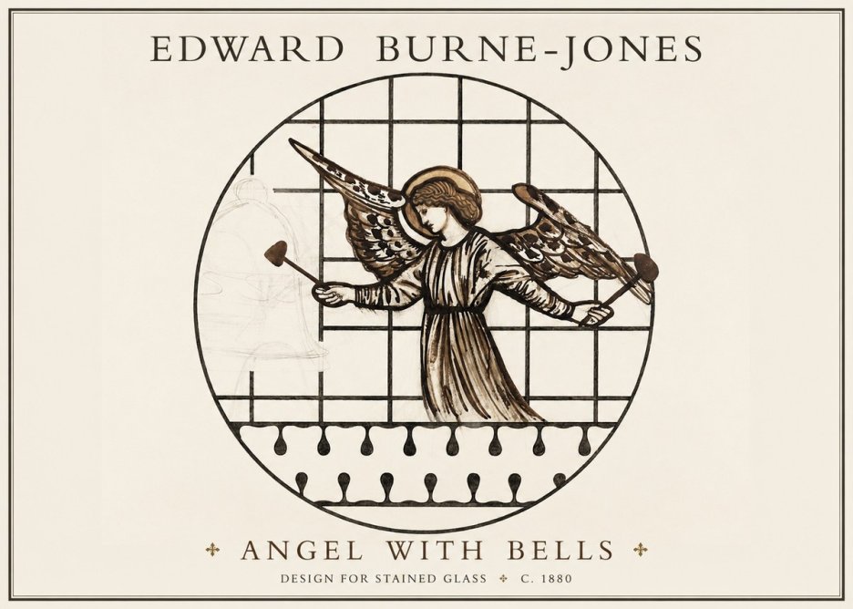 Edward Burne-Jones Angel with Bells (Study) No2 - Juliste