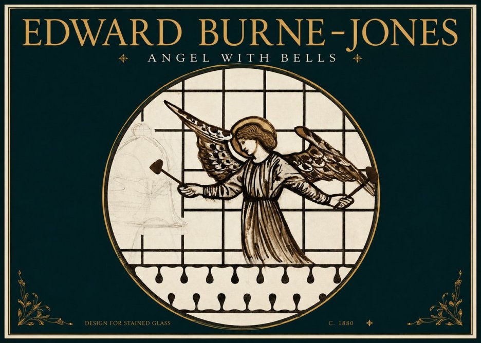 Edward Burne-Jones Angel with Bells (Study) No3 - Juliste