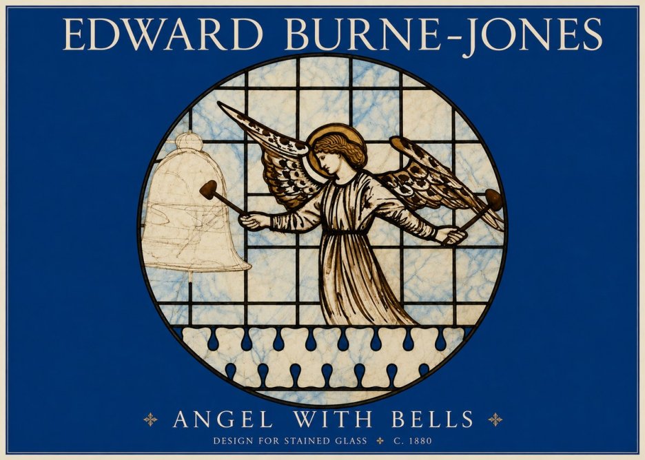 Edward Burne-Jones Angel with Bells (Study) No4 - Juliste