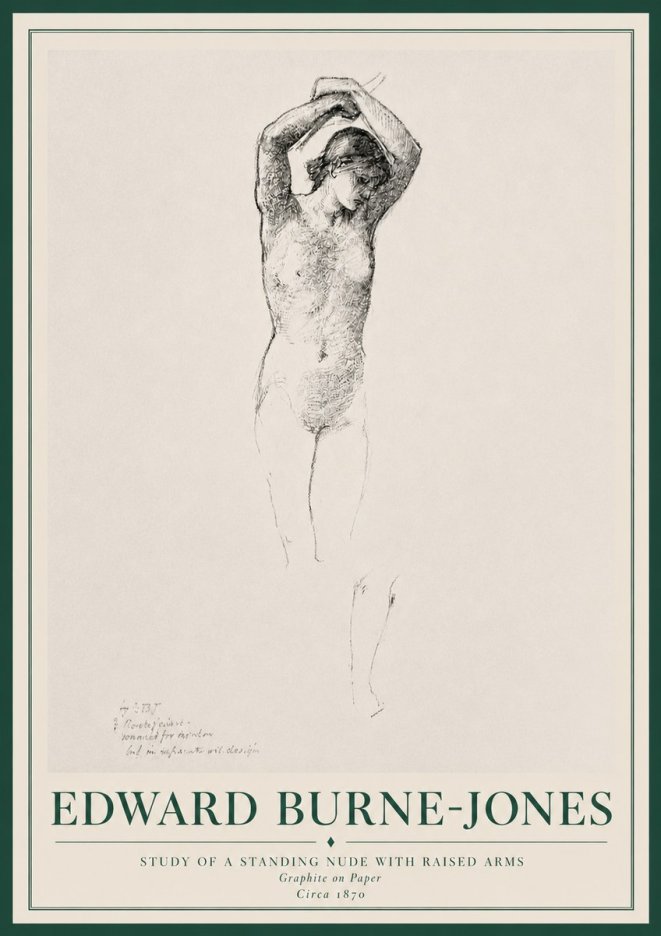 Edward Burne-Jones Standing Nude with Raised Arms (Study) No3 - Juliste