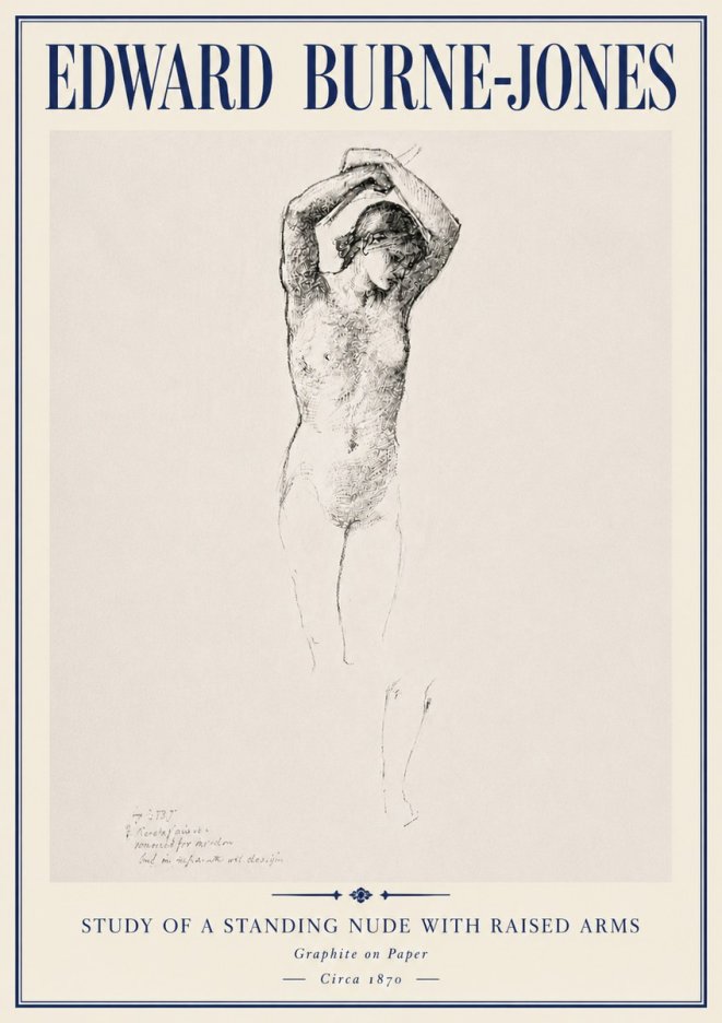 Edward Burne-Jones Standing Nude with Raised Arms (Study) No6 - Juliste