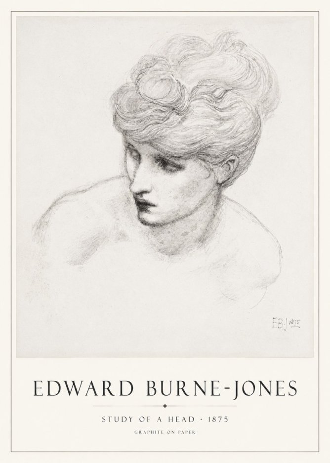 Edward Burne-Jones Study of a Head No1 - Juliste