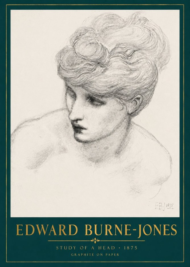Edward Burne-Jones Study of a Head No2 - Juliste