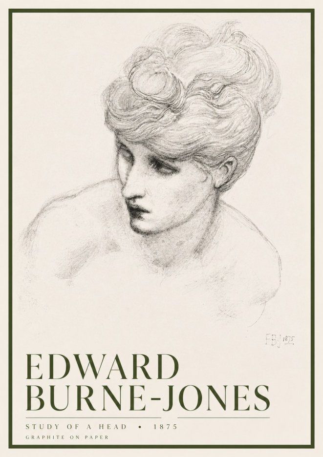 Edward Burne-Jones Study of a Head No6 - Juliste