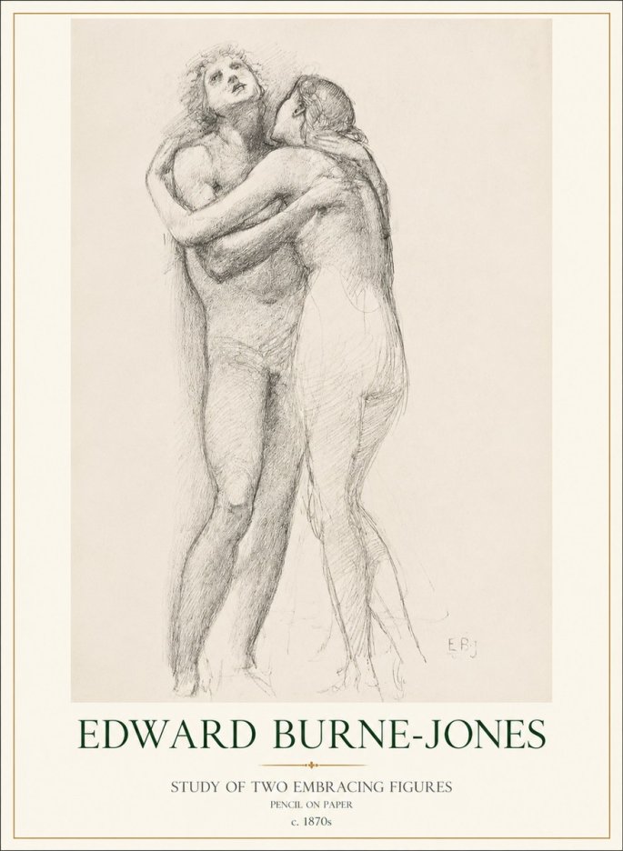 Edward Burne-Jones Study of Two Embracing Figures No1 - Juliste