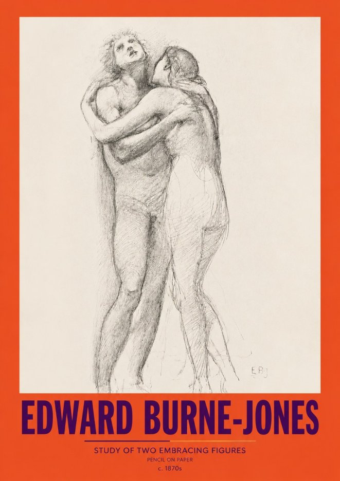 Edward Burne-Jones Study of Two Embracing Figures No2 - Juliste