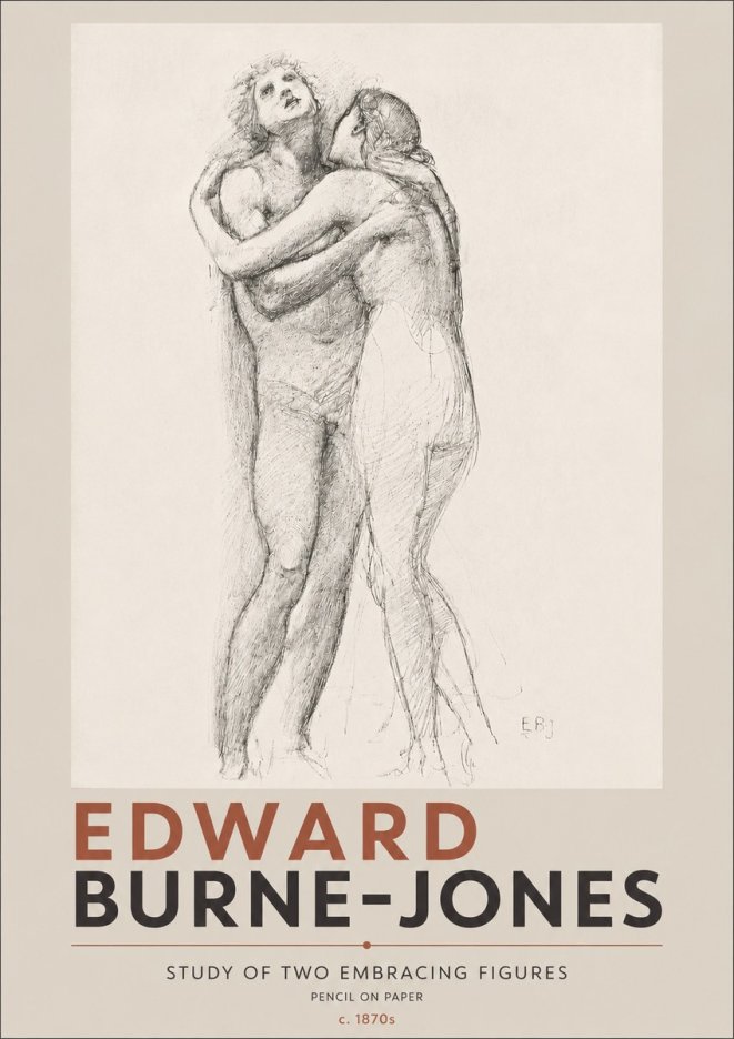 Edward Burne-Jones Study of Two Embracing Figures No4 - Juliste