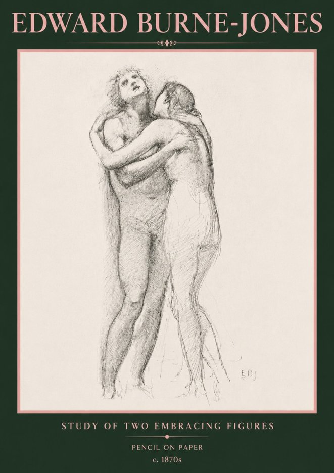Edward Burne-Jones Study of Two Embracing Figures No5 - Juliste