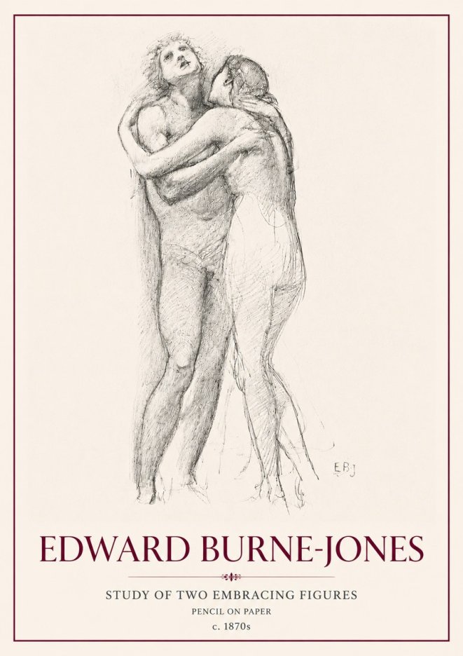 Edward Burne-Jones Study of Two Embracing Figures No6 - Juliste