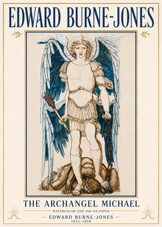 Edward Burne-Jones The Archangel Michael No5 - Juliste