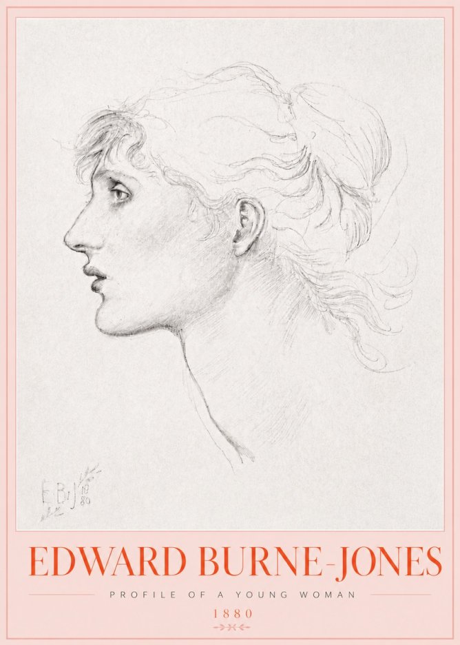 Edward Burne-Jones Profile of a Young Woman No3 - Juliste