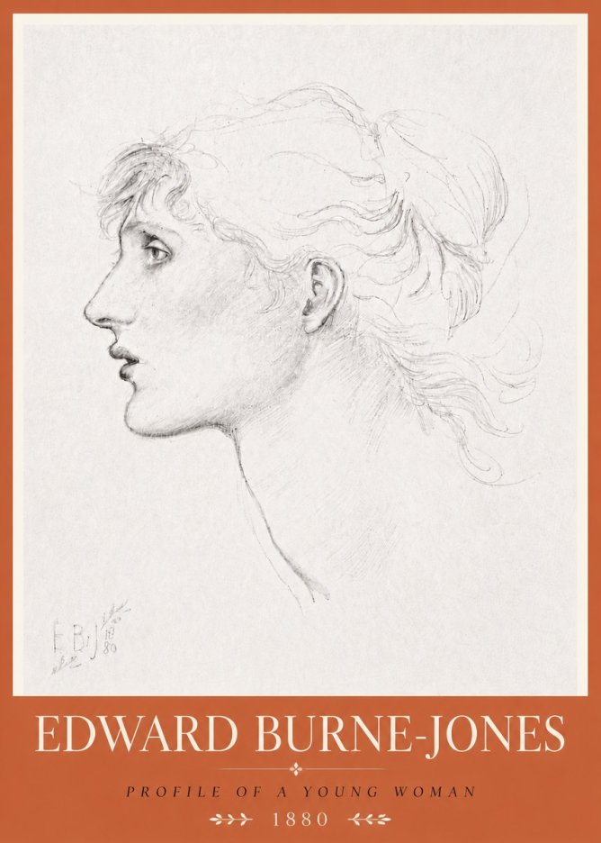 Edward Burne-Jones Profile of a Young Woman No6 - Juliste