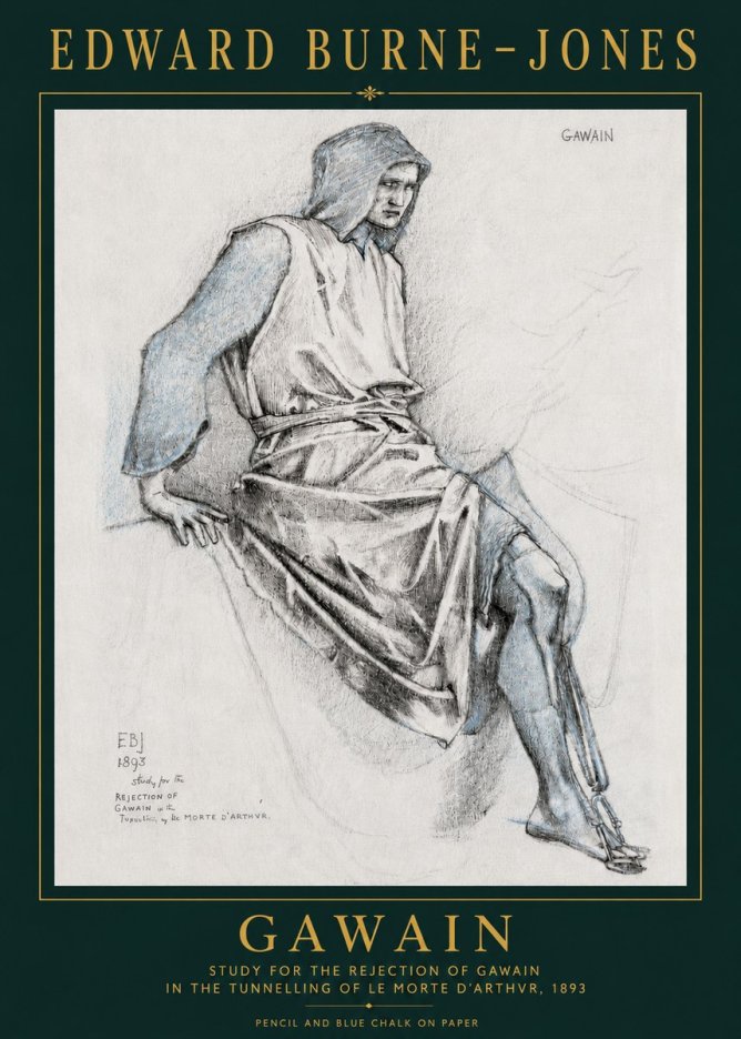 Edward Burne-Jones Gawain - Study for the Rejection of Gawain in the Tunnelling of Le Morte D'arthur, 1893 No3 - Juliste