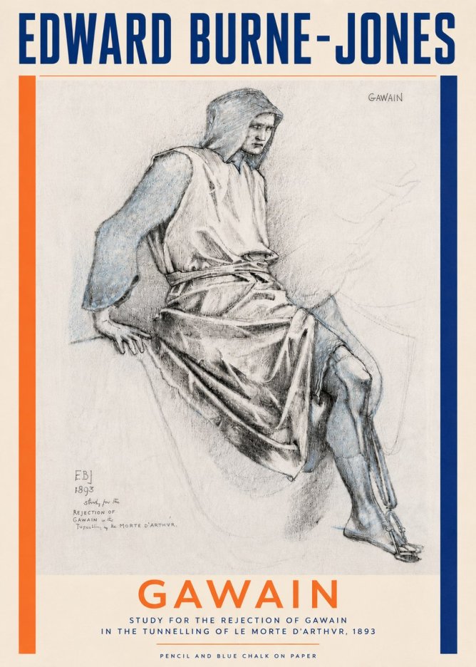 Edward Burne-Jones Gawain - Study for the Rejection of Gawain in the Tunnelling of Le Morte D'arthur, 1893 No5 - Juliste